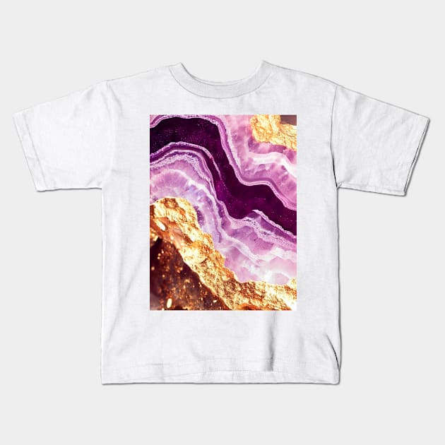 Amethyst and gold  texture Kids T-Shirt by UniqueMe